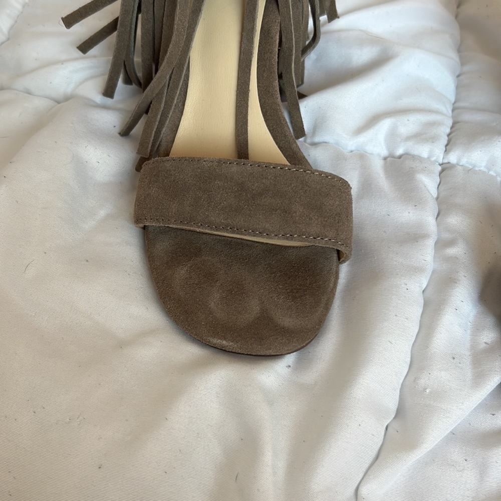 Suede block heel fringe sandals.  Matiko x Free People - Picture 7 of 10